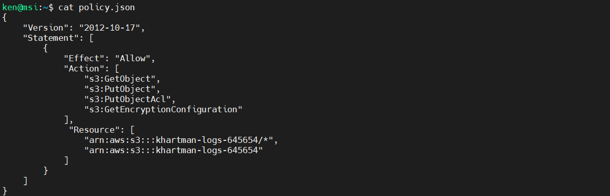 Image of the output from cat policy.json